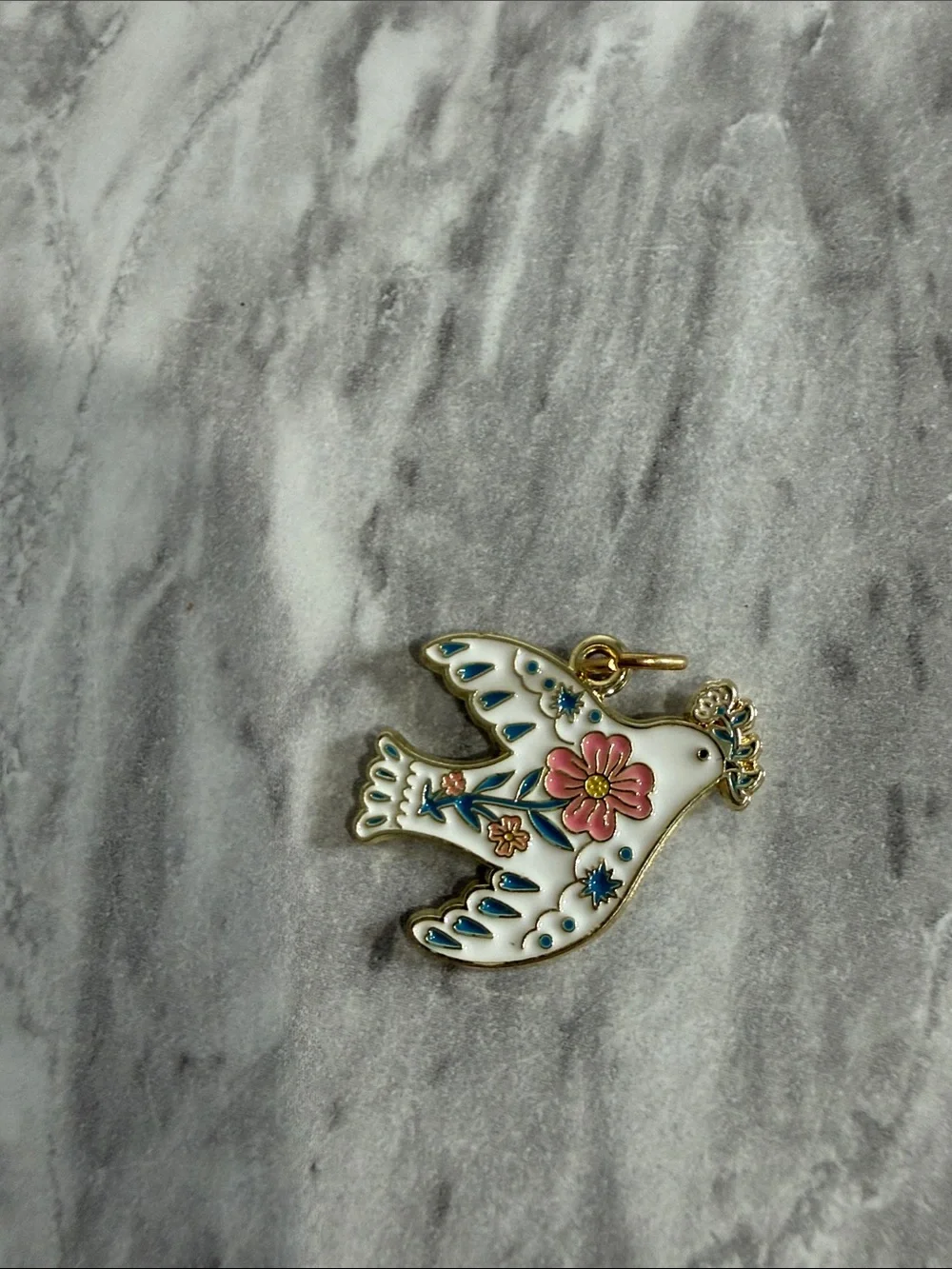 18 Pc Enamel Charm Lot Hearts Dove Lock Flag Floral Evil Eye Gold Tone New